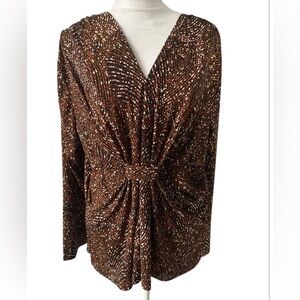 Southern lady size L brown stretch long sleeves top